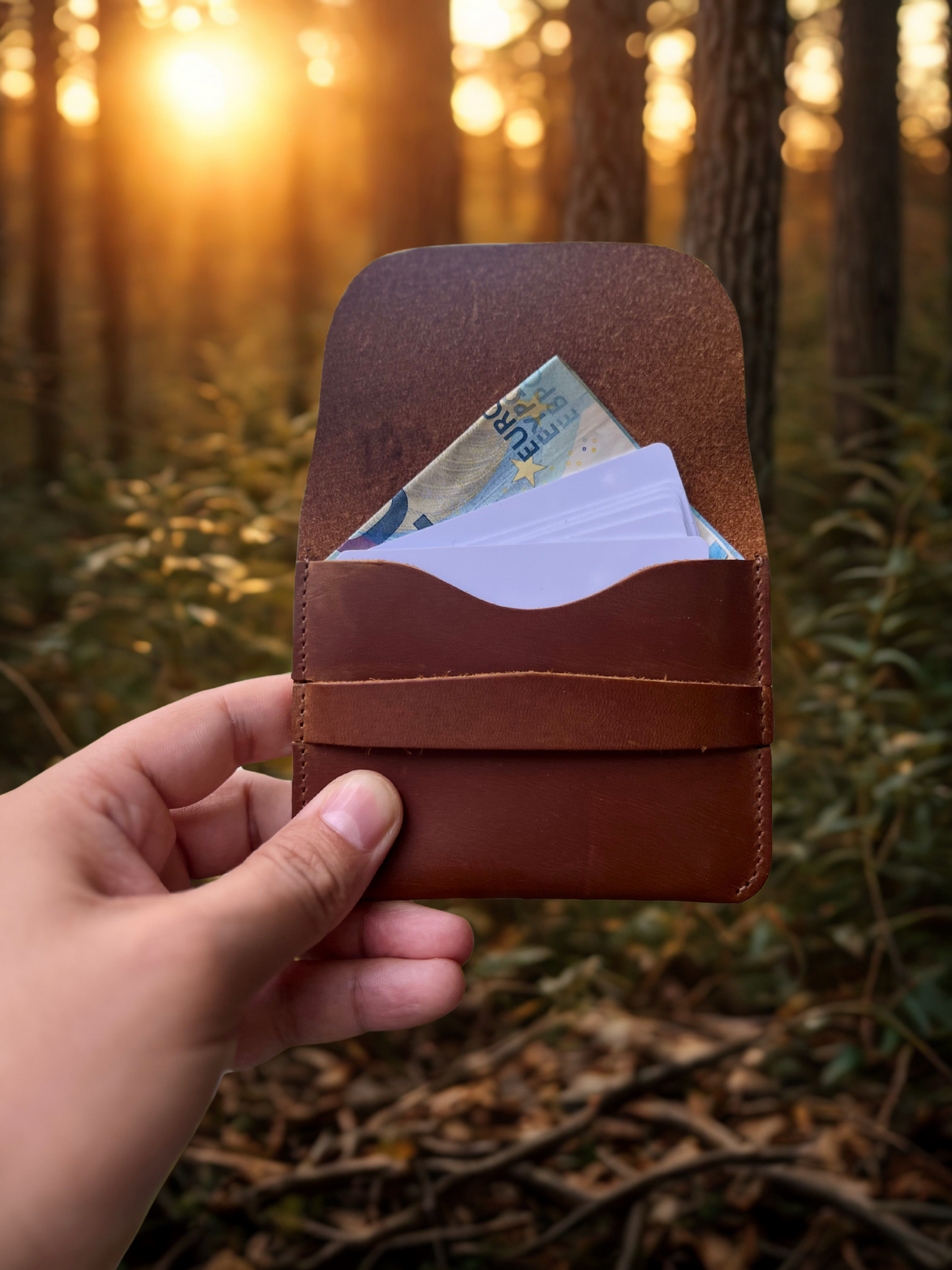 QuickCard-Handgefertigte Geldbörse aus Crazy Horse Leder – Made in Germany