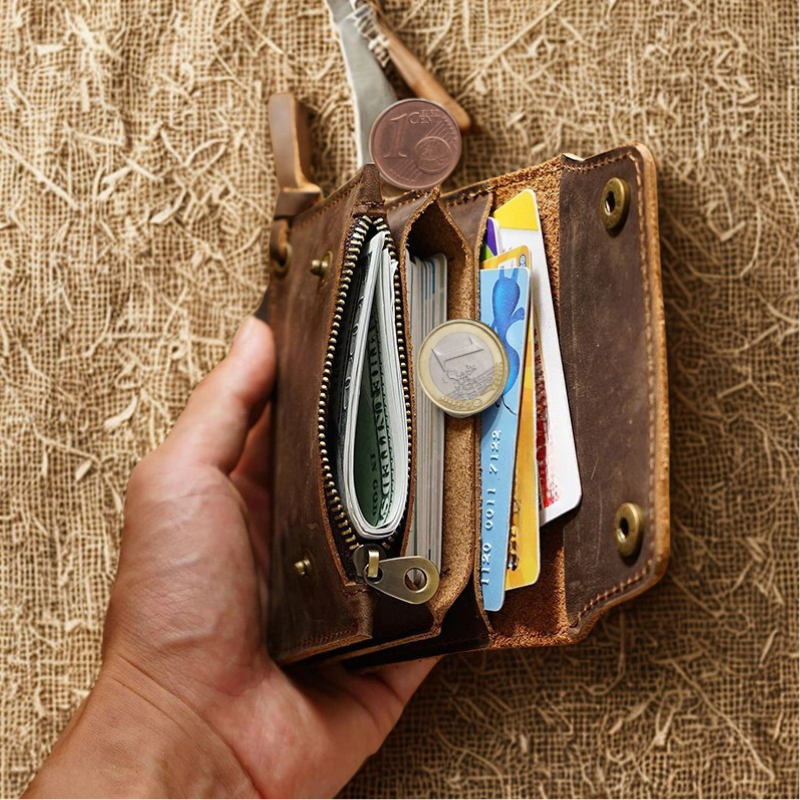 Aevum Vintage-Geldbörse aus Crazy Horse Leder, handgemacht & geräumig