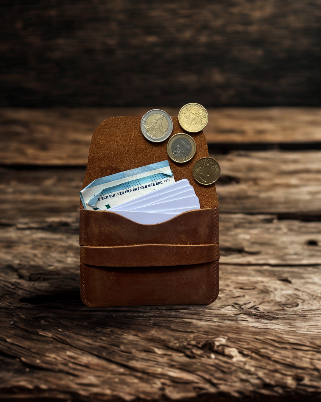 QuickCard-Handgefertigte Geldbörse aus Crazy Horse Leder – Made in Germany